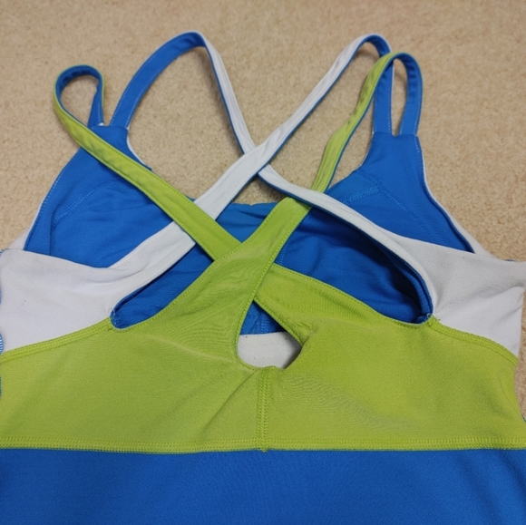 Nike Dry Fit Strappy Back Tank - Blue, Green and White - XS - Picture 4 of 5